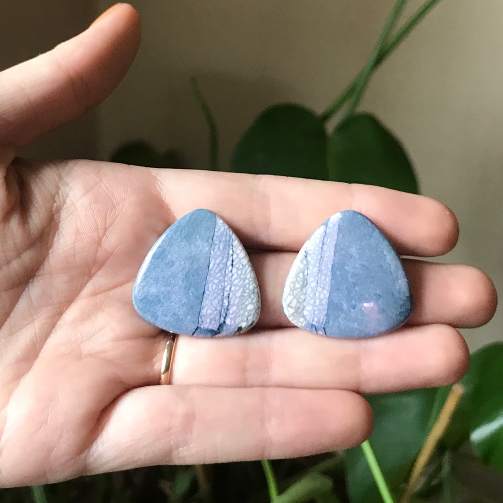 SOLD Vintage ceramic iridescent earrings